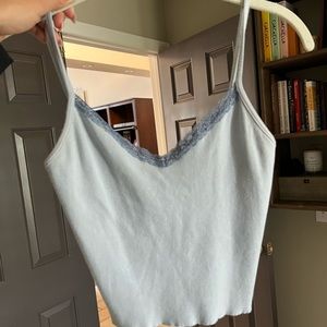 Brandy Melville Light Blue Lace Crop Top